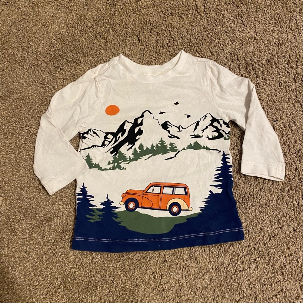 Kids Long Sleeve Mountain Adventure Shirt - White and Orange